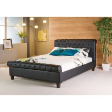 Phoenix Black Leather 6ft Bed